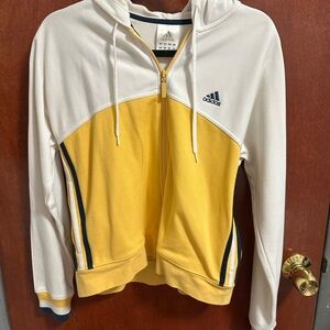 Adidas White and Yellow Hoodie with Zip